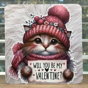Handmade Kitty Cat Valentines Day Greeting Card
